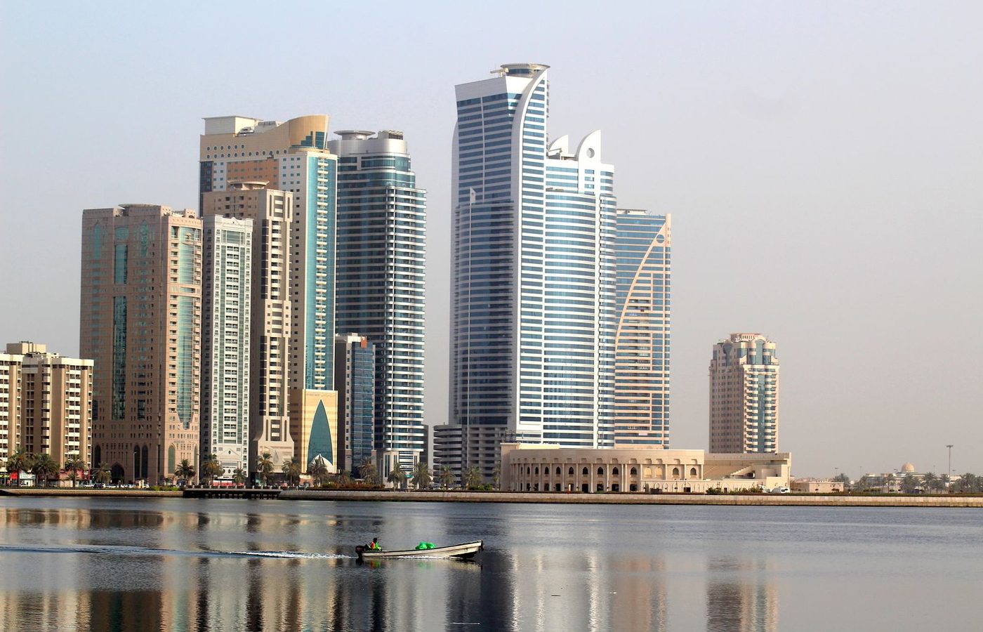 Sharjah skyline across the lagoon