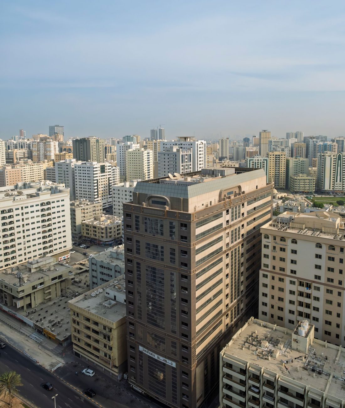 Aerial view of residential buildings in Sharjah